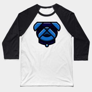 Cute Dog Pug Face Blue Baseball T-Shirt